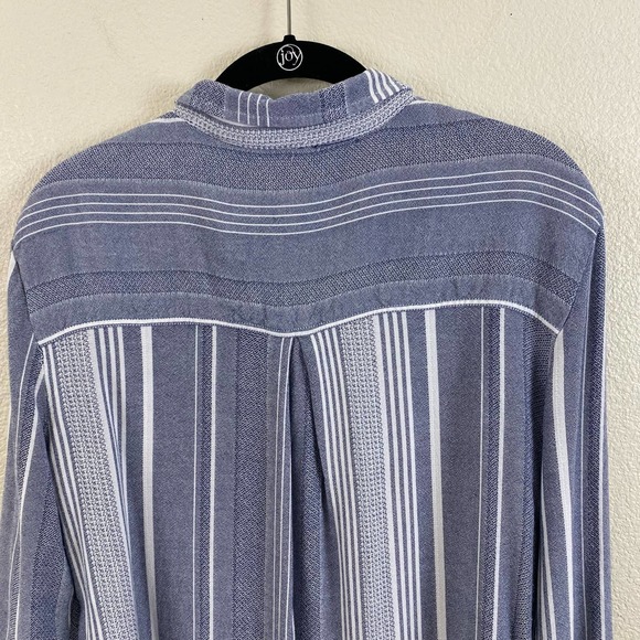 Maeve By Anthropologie Blue Stripe Boho Button Down Viscose Tunic - Picture 8 of 12